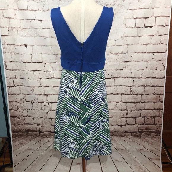 Anthropologie HD in Paris Ardmore Dress Sleeveless Surplice Blue Green Size US 8 - Picture 7 of 8